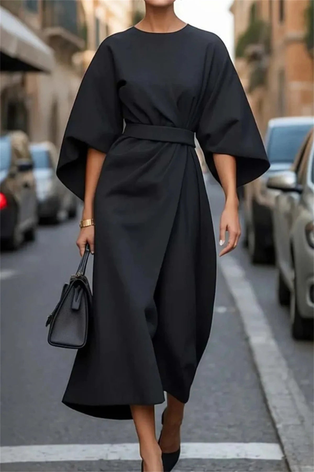 Clara | Elegantes Midi-Kleid für Damen mit Gürtel 0