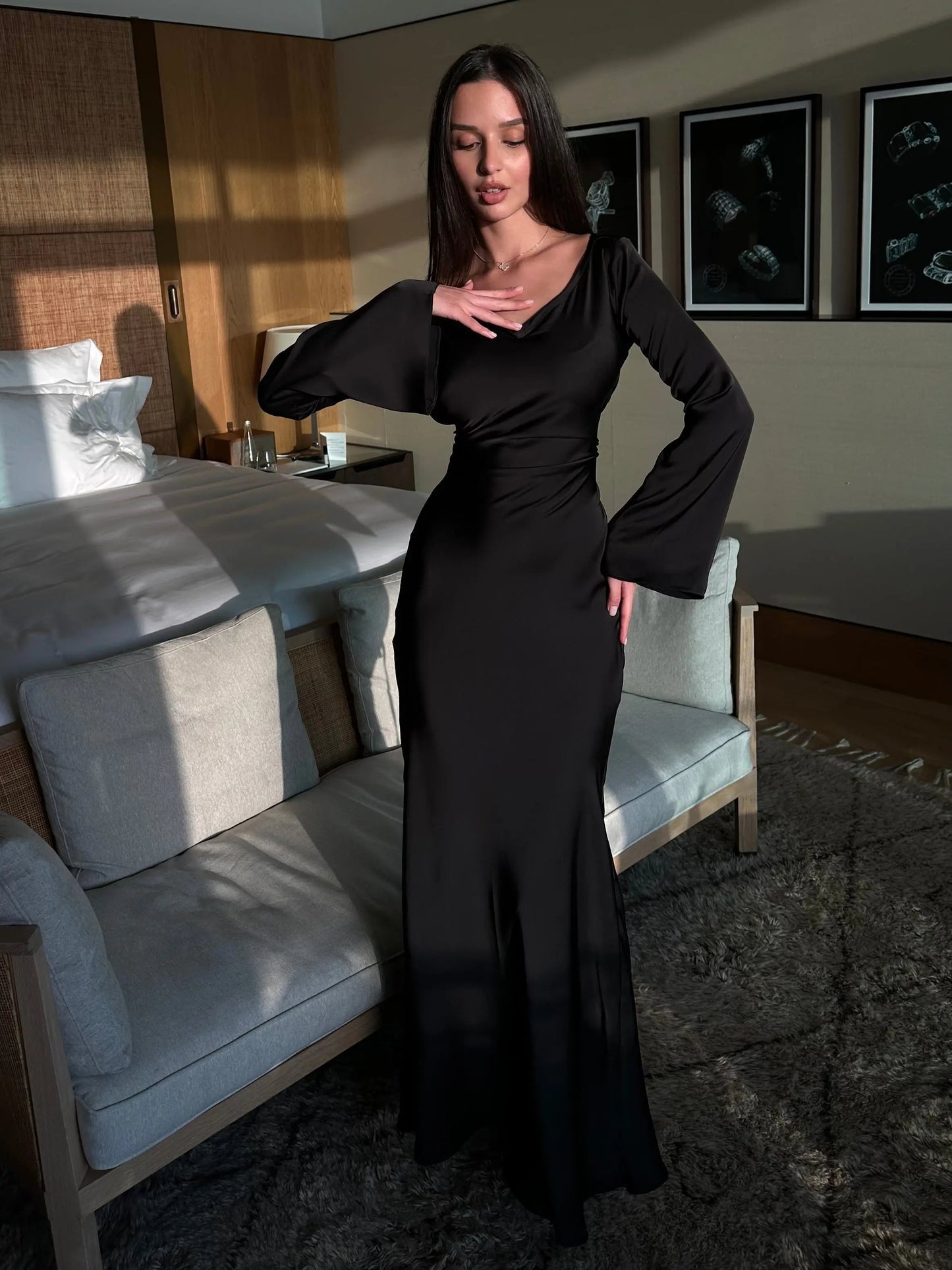 Sophie | Elegantes Maxikleid für Damen langarm Sommer 5
