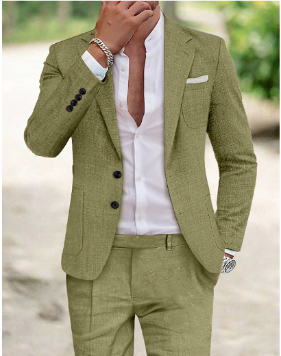 Max | Eleganter Leinenanzug für Herren Slim Fit Sommer 0