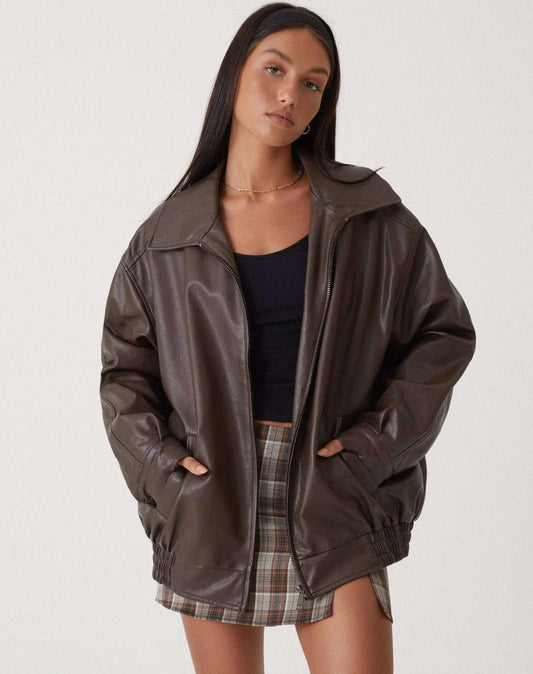 Sophia | Lässige PU-Lederjacke für Damen Oversized 0